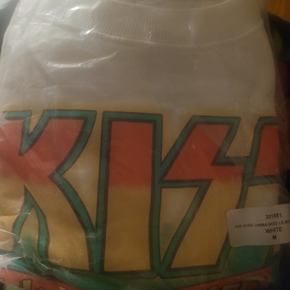 Recycled Karma White Sweatshirt with KISS Graphic